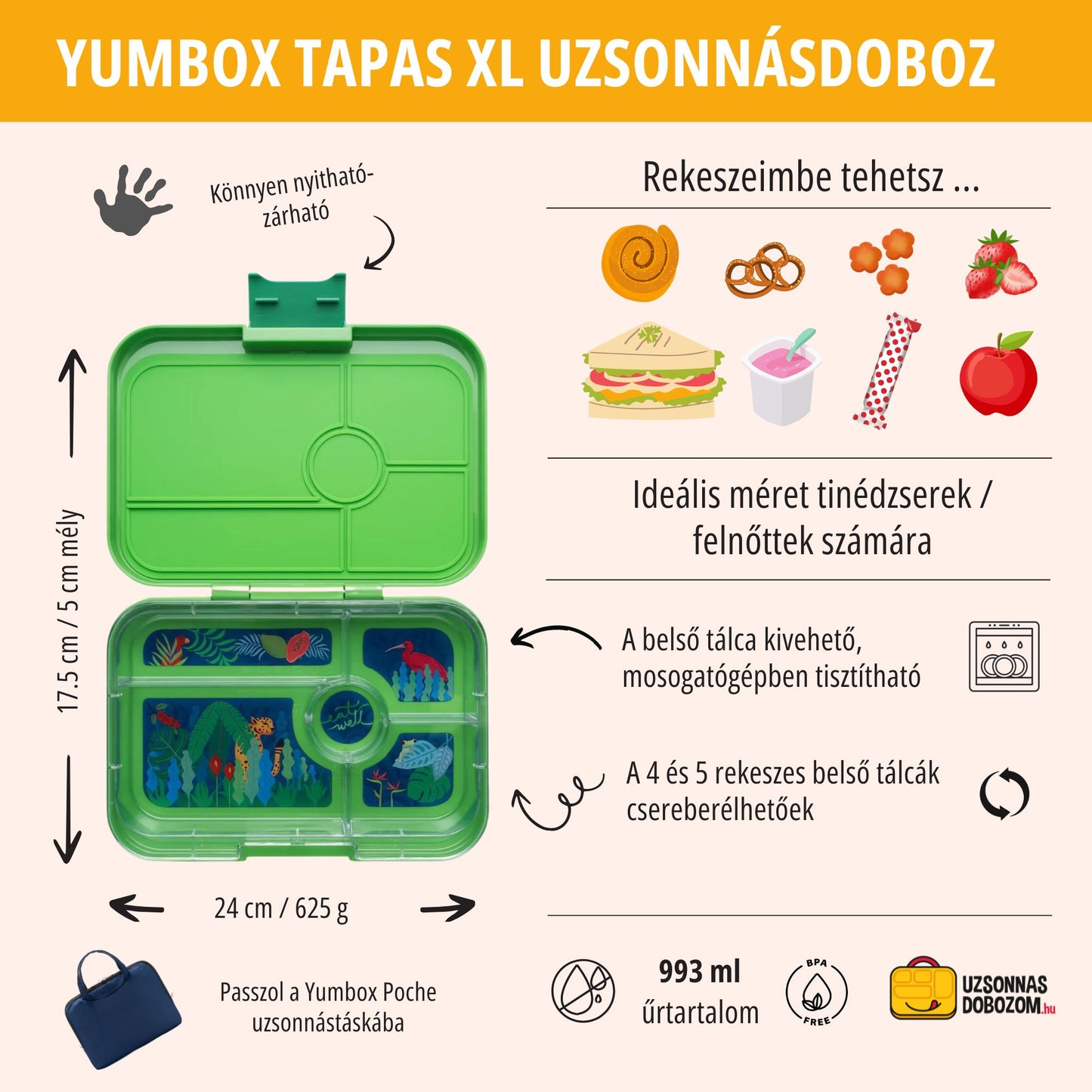 Yumbox Tapas XL Jurassic Green / Jungle (5 compartimente)