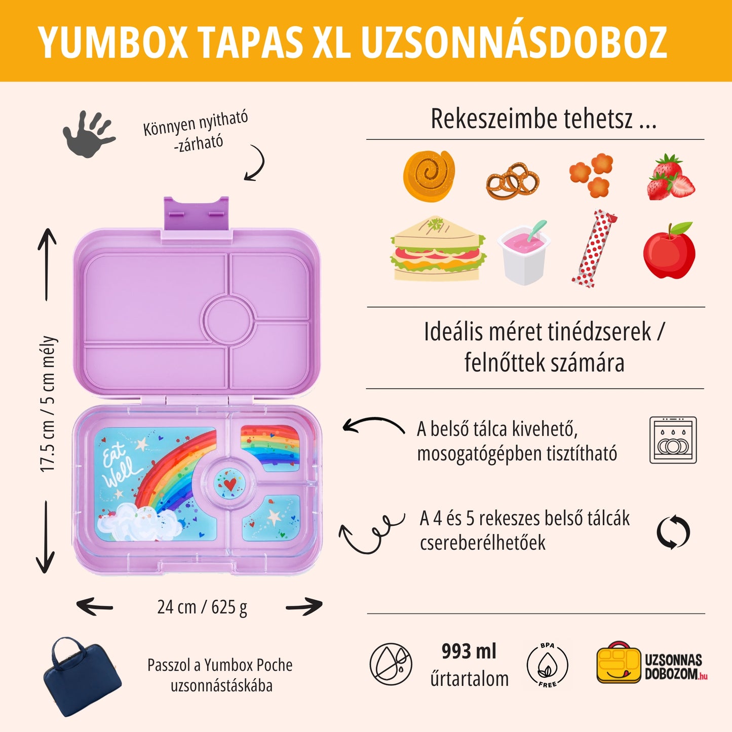 Yumbox Tapas XL Seville Purple / Rainbow (4 compartimente)