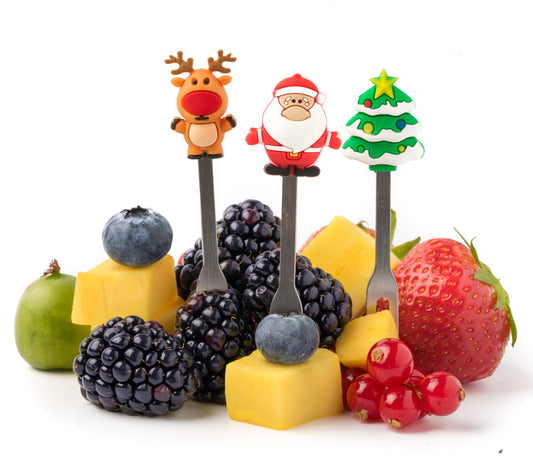 3 mini furculițe din oțel inoxidabil - Crăciun (7 cm)