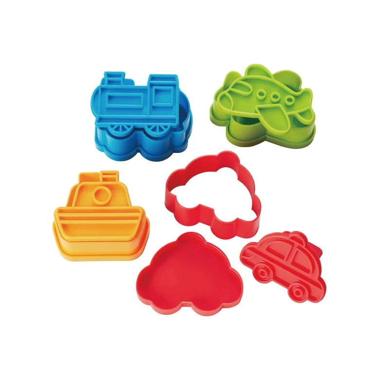 Forme și ștampile pentru sandvișuri - Tren, mașină de poliție, avion, vaporaș (4 buc.)