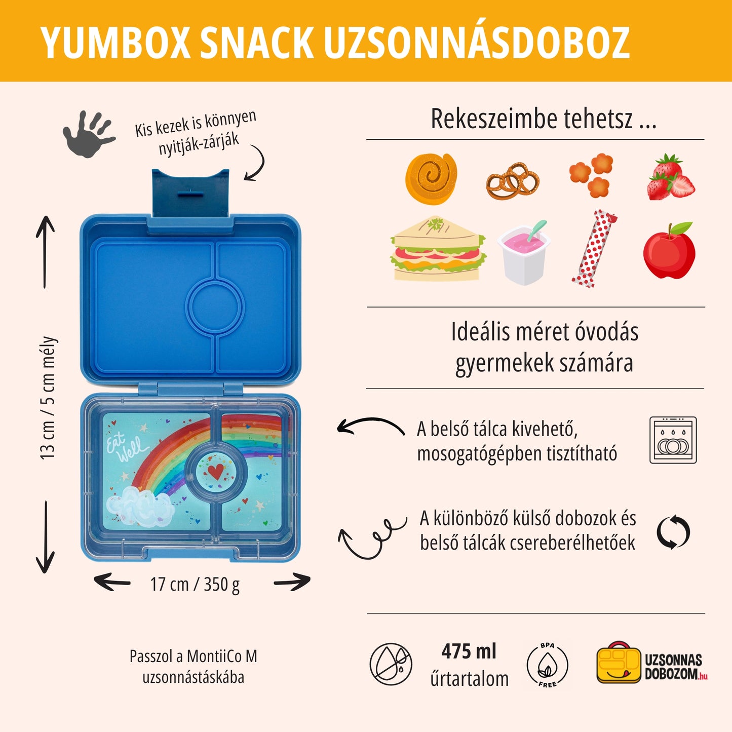Yumbox Snack Sky Blue Clouds / Rainbow