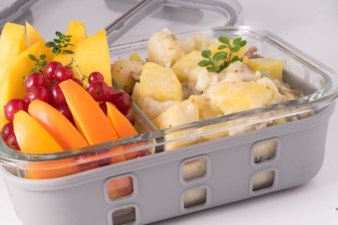Lunchbox din sticlă cu 2 compartimente Lekkabox Prep - 900 ml