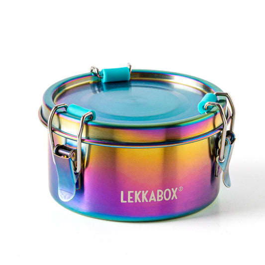 Lekkabox Clipsy Rainbow - rozsdamentes kerek ételtároló doboz