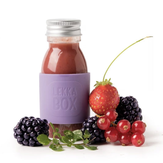 Lekkabox Juicy - Sticlă mini cu bandă din silicon (60 ml)