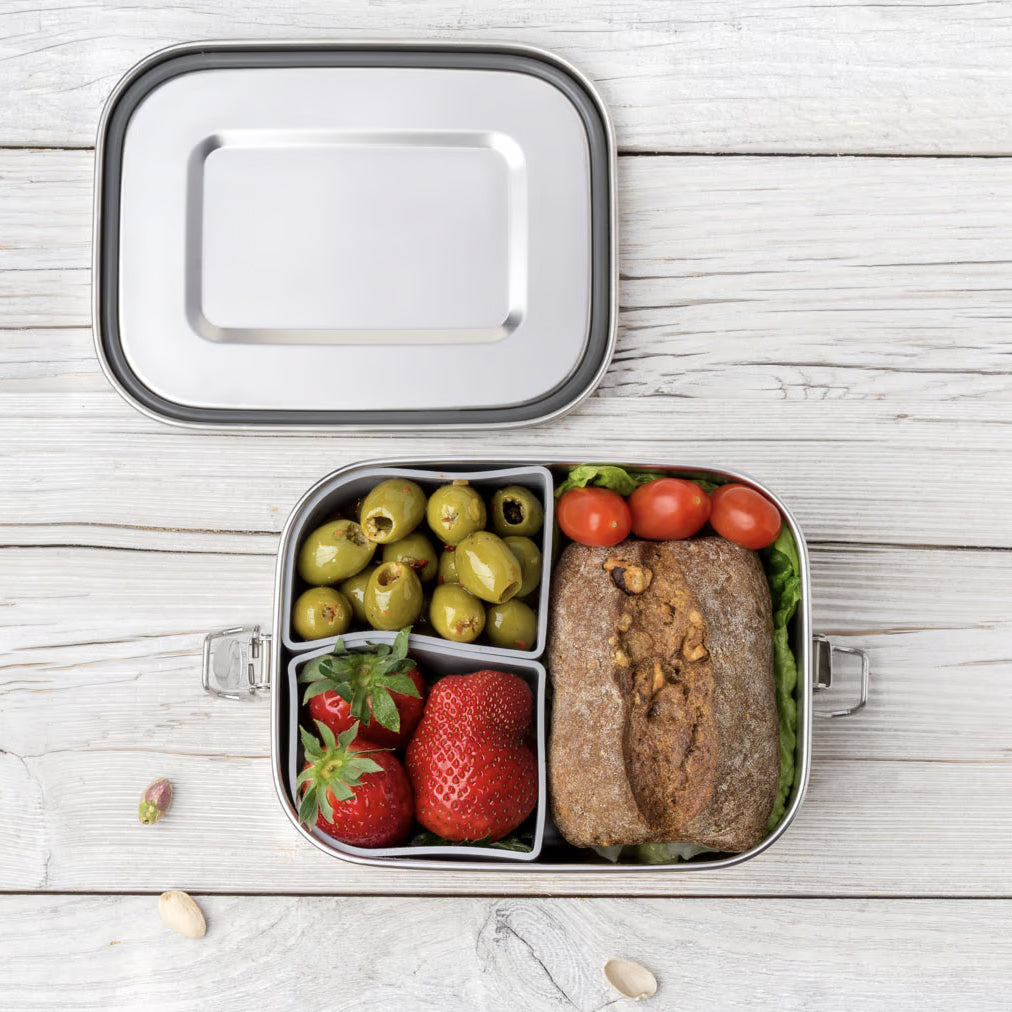 Lekkabox Safe 800 ml - lunchbox din oțel inoxidabil cu 2 forme din silicon