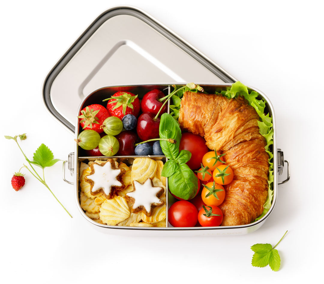 Lunchbox din oțel inoxidabil Lekkabox Safe cu 3 compartimente 1000 ml