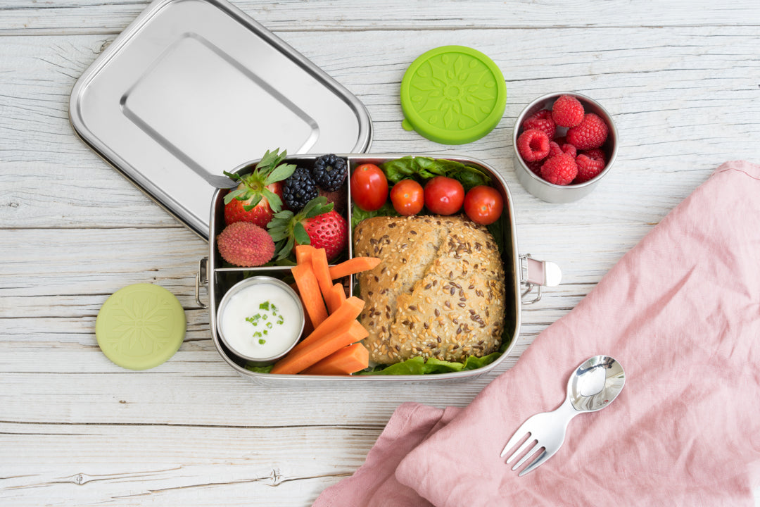 Lunchbox din oțel inoxidabil Lekkabox Safe cu 3 compartimente 1000 ml