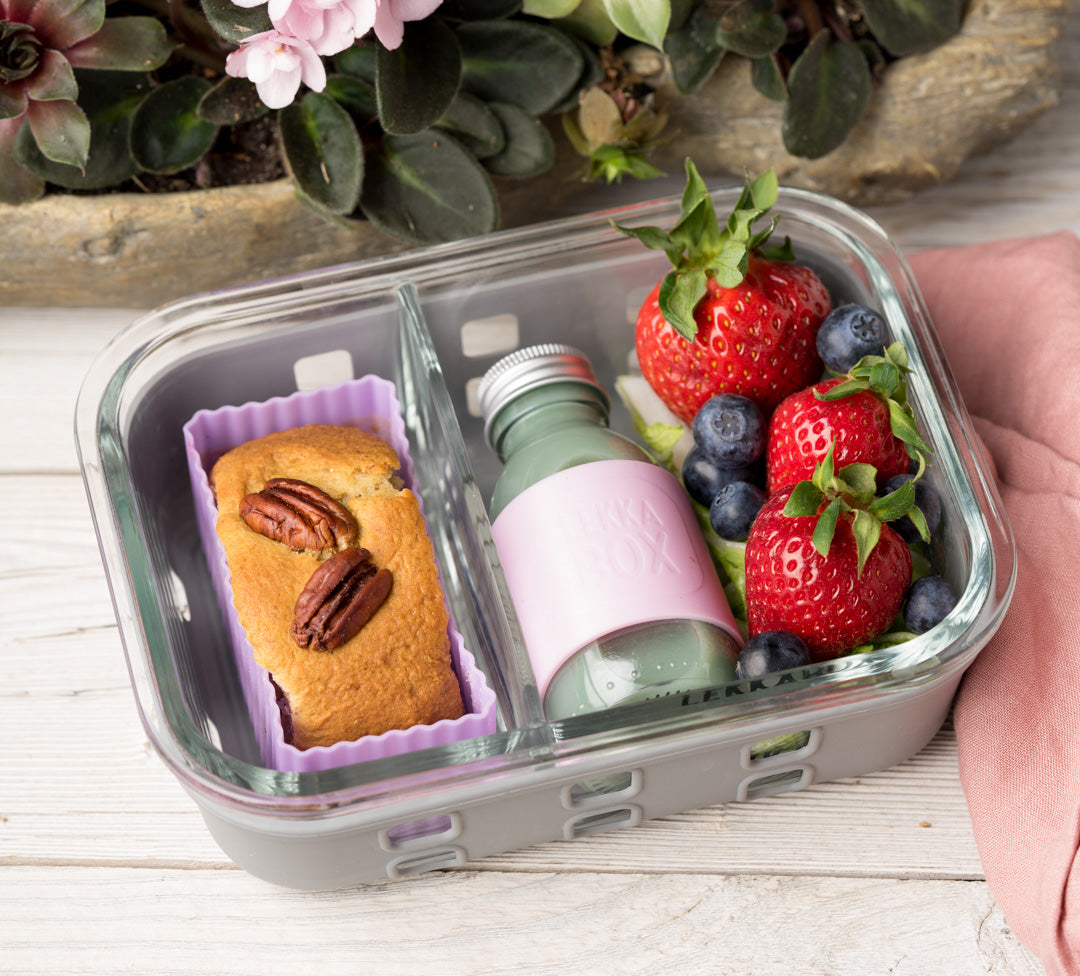Lunchbox din sticlă cu 2 compartimente Lekkabox Prep - 900 ml